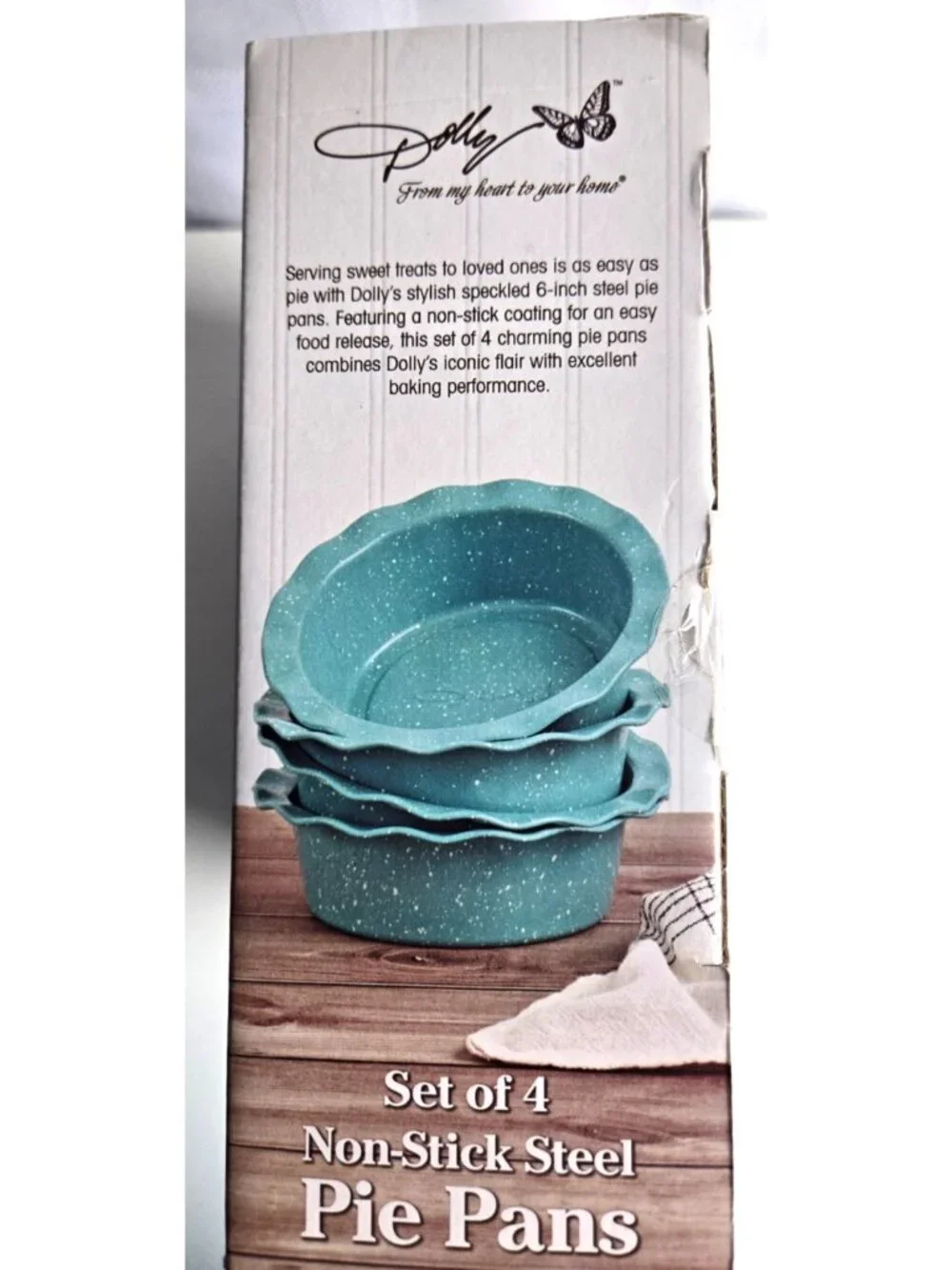 Dolly Parton 6-inch Turquoise Blue Non-Stick Pie Pans Set BRAND NEW Set of 4